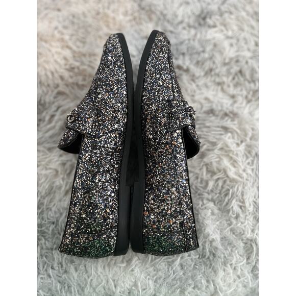 ASOS Design Men’s Loafers Black In Silver Glitter Size 10W Sparkle Shoes 43W - Picture 6 of 9